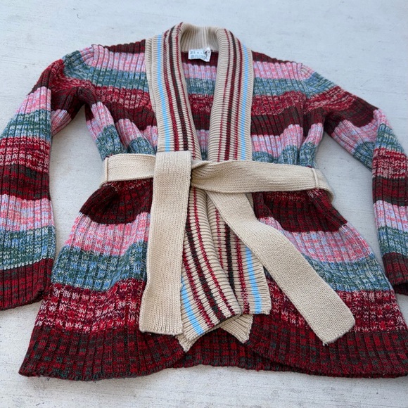 Vintage Striped Multicolor Cardigan Sweater - Picture 6 of 9